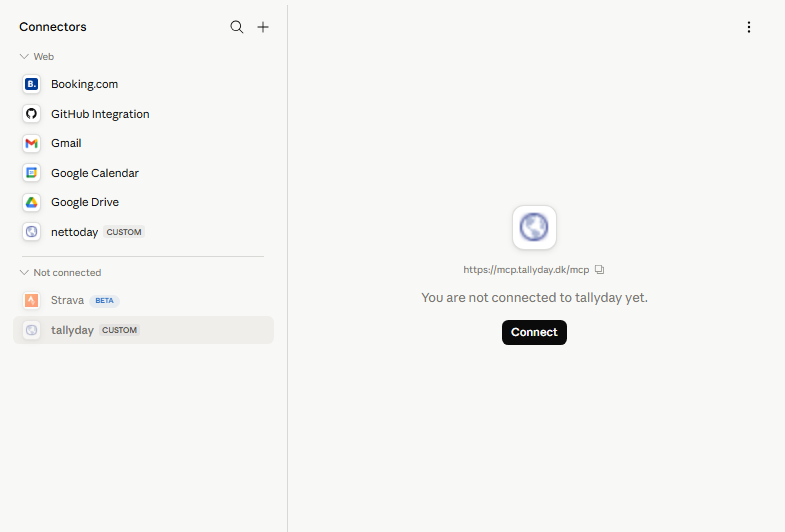 Find Tally og klik Connect